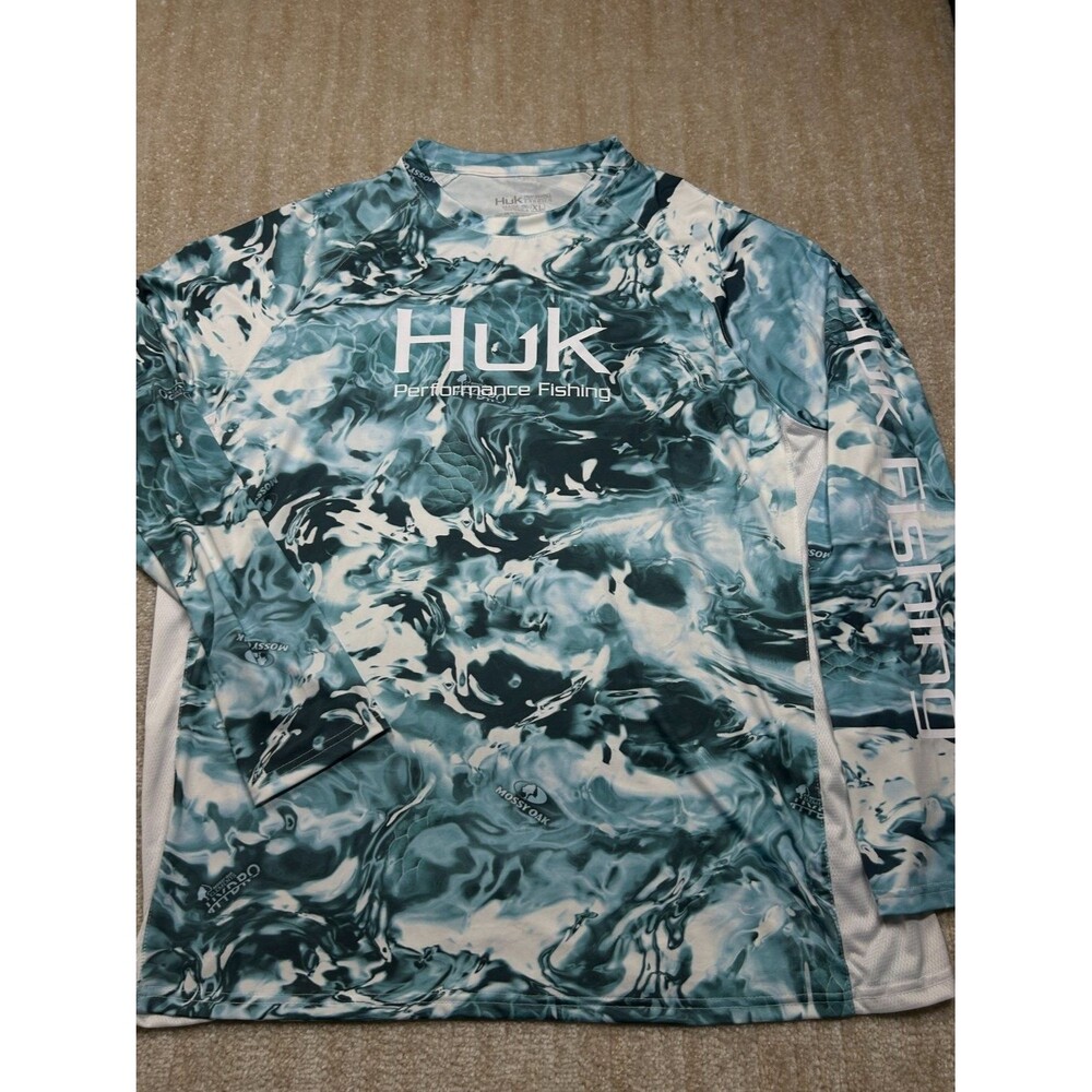 Huk Performance Fishing Mossy Oak Elements Hydro Long Sleeve Shirt Mens XL